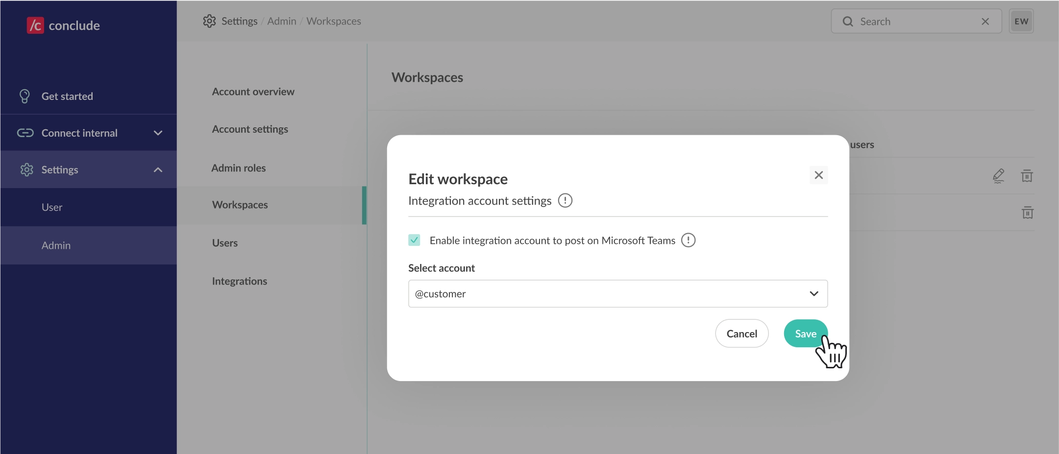 activate integration account for posting messages in microsoft teams