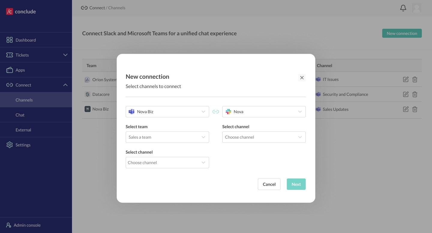 connect internal channels