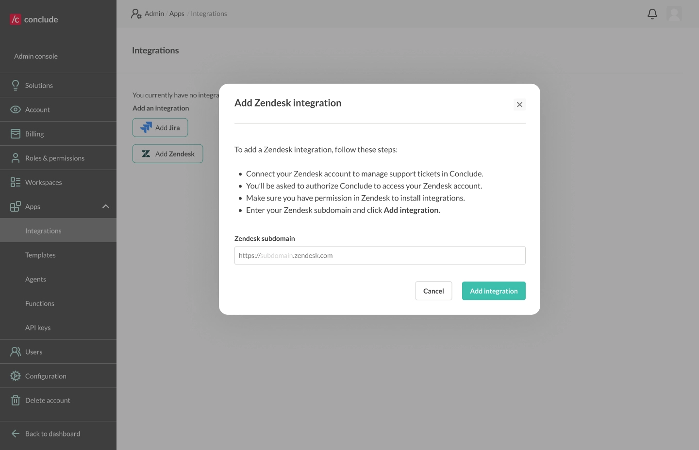 add zendesk integration