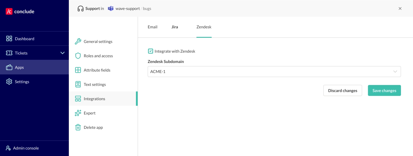 app settings jira integration