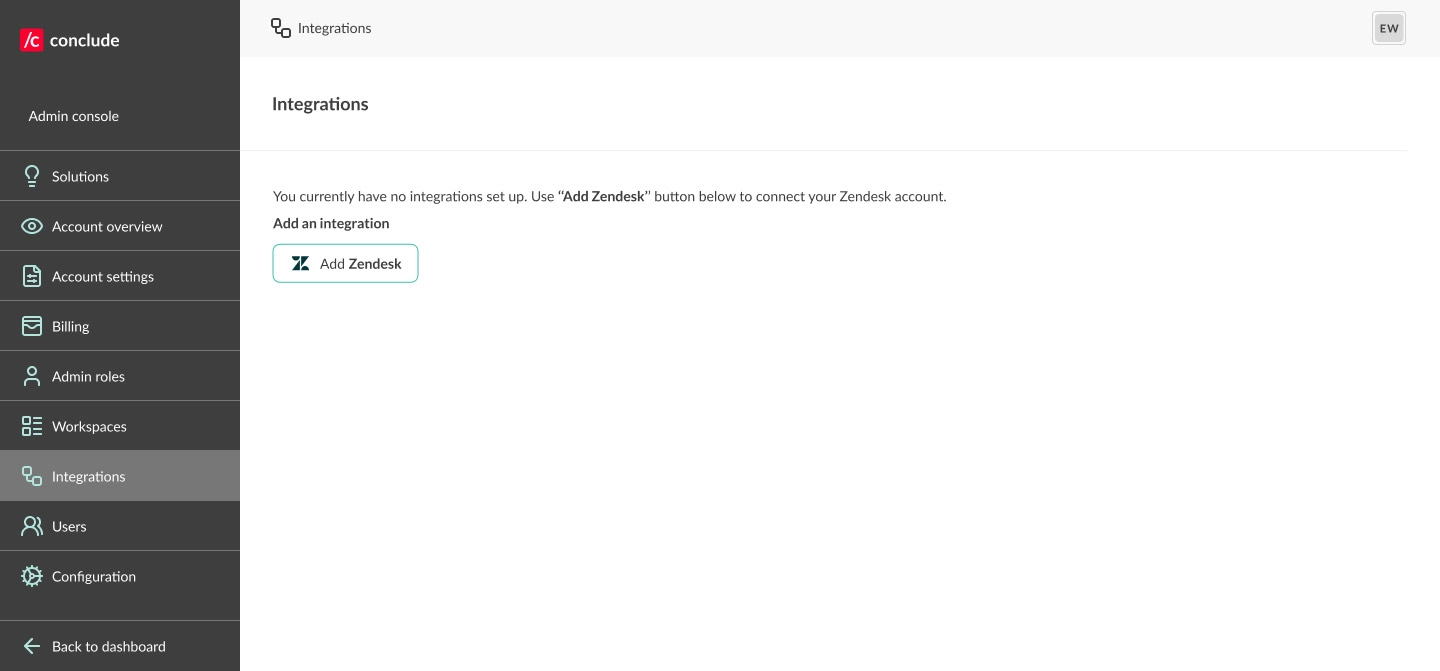 zendesk integration settings from web
