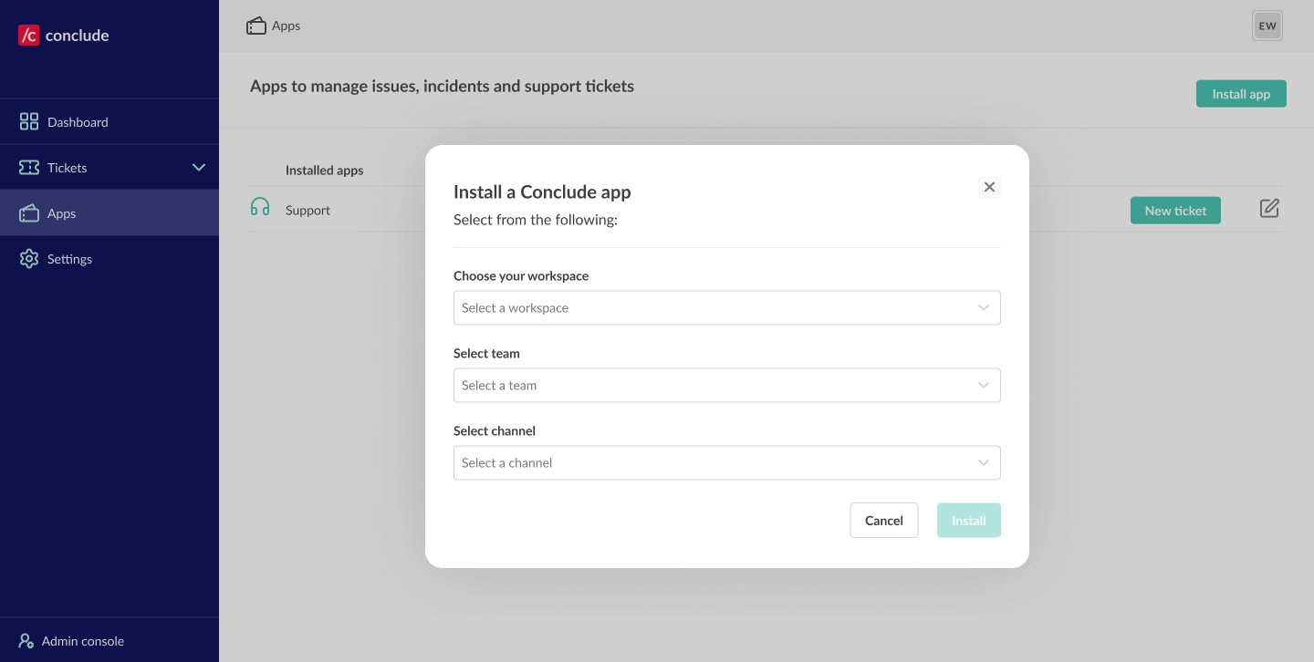 add conclude app details