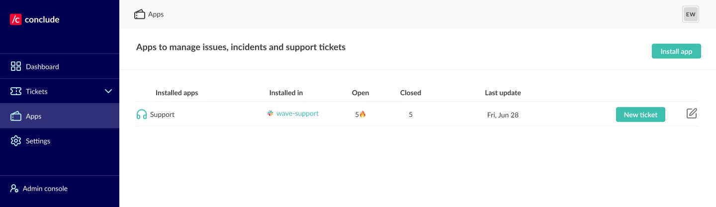 edit a conclude app from the web UI