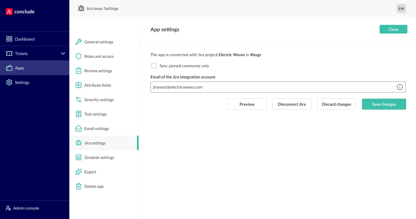 jira and conclude synchronization
