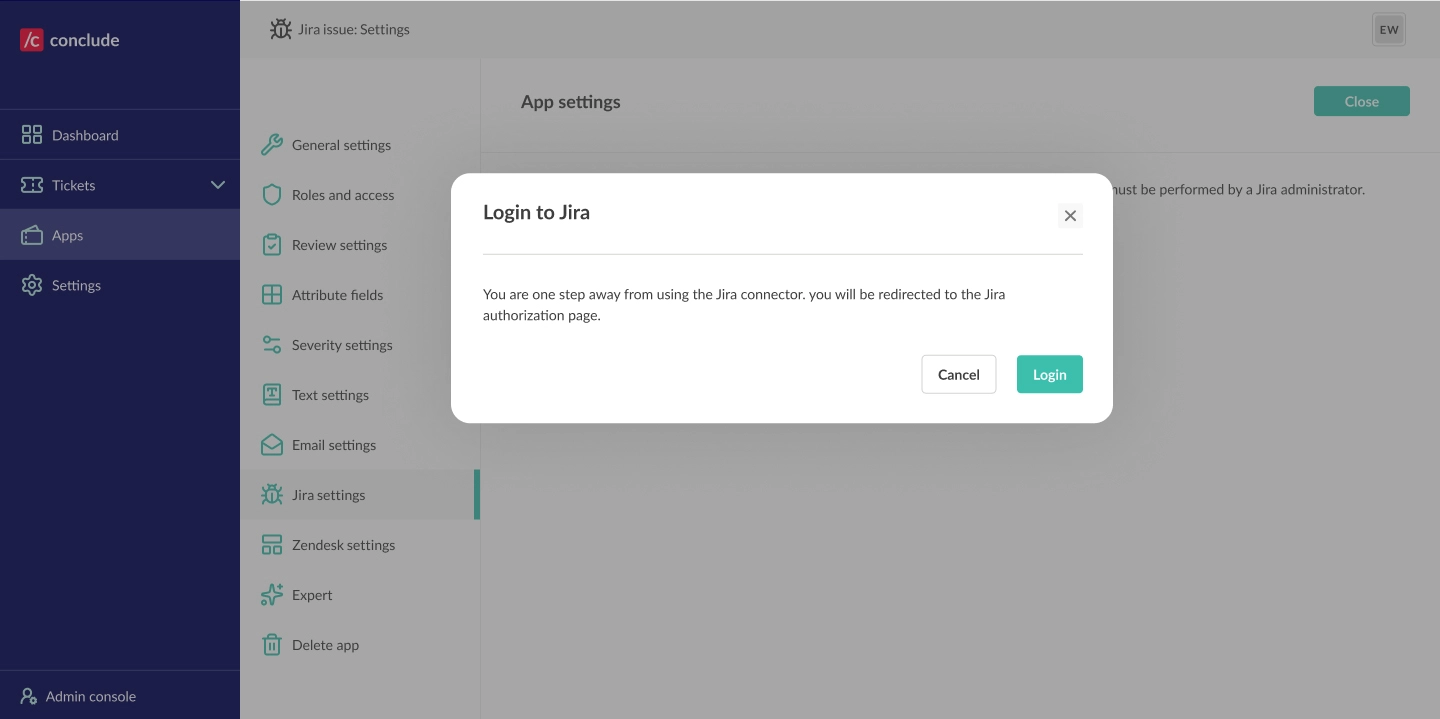 login to jira to connect to slack