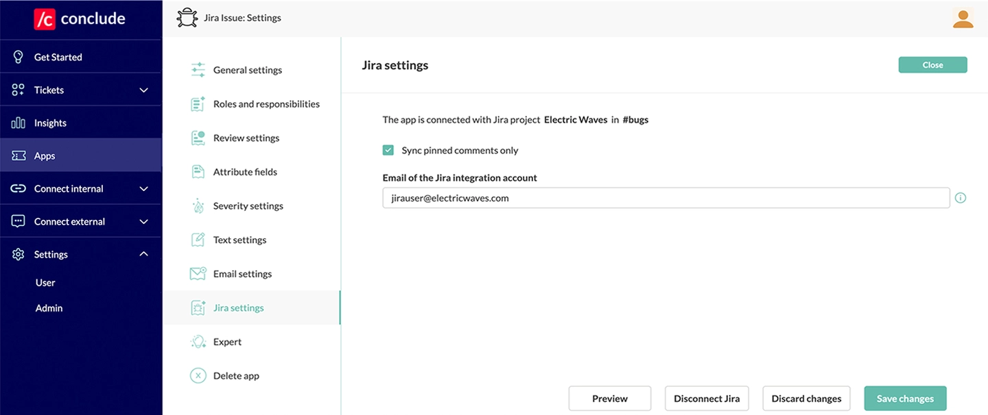 connect jira to conclude