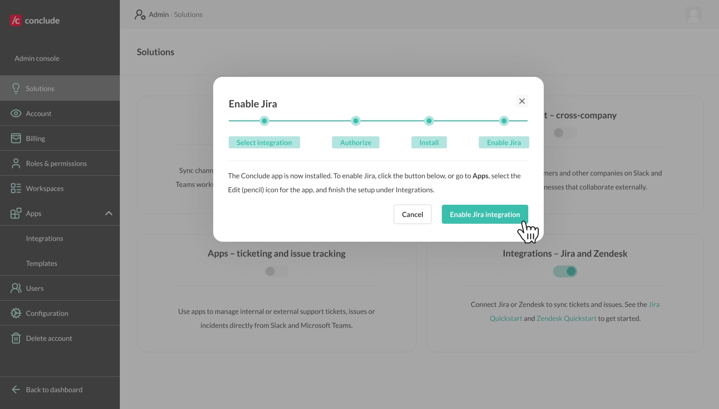 enable jira integration final steps