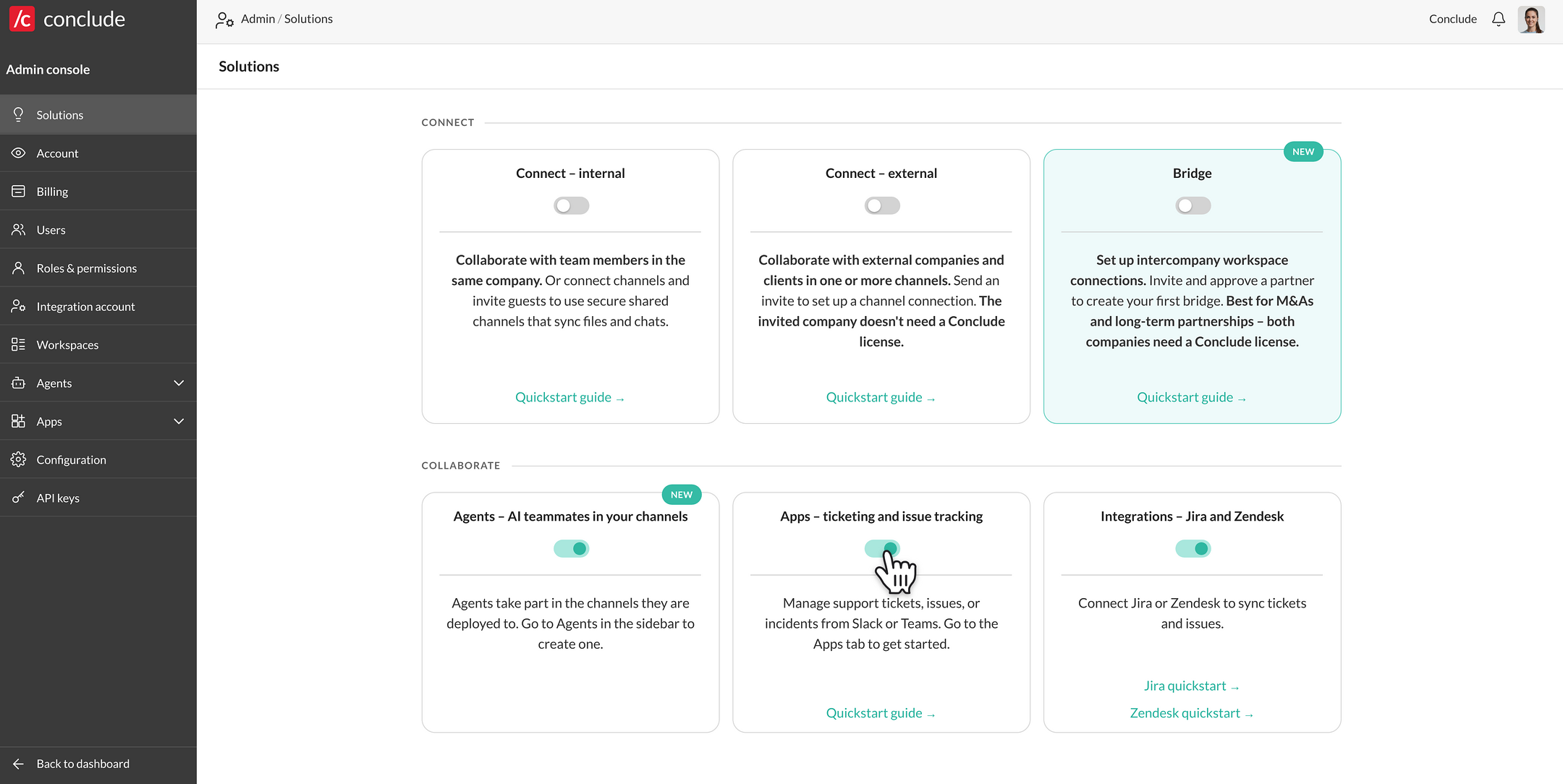 turn on Apps in the Admin console