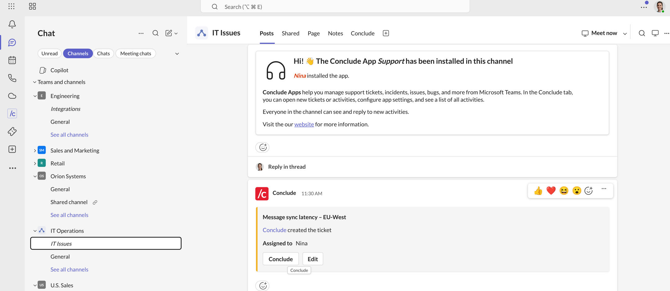 a new ticket posted in the channel