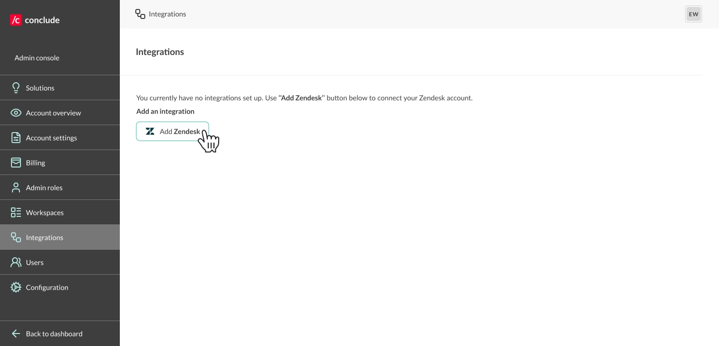add your zendesk account