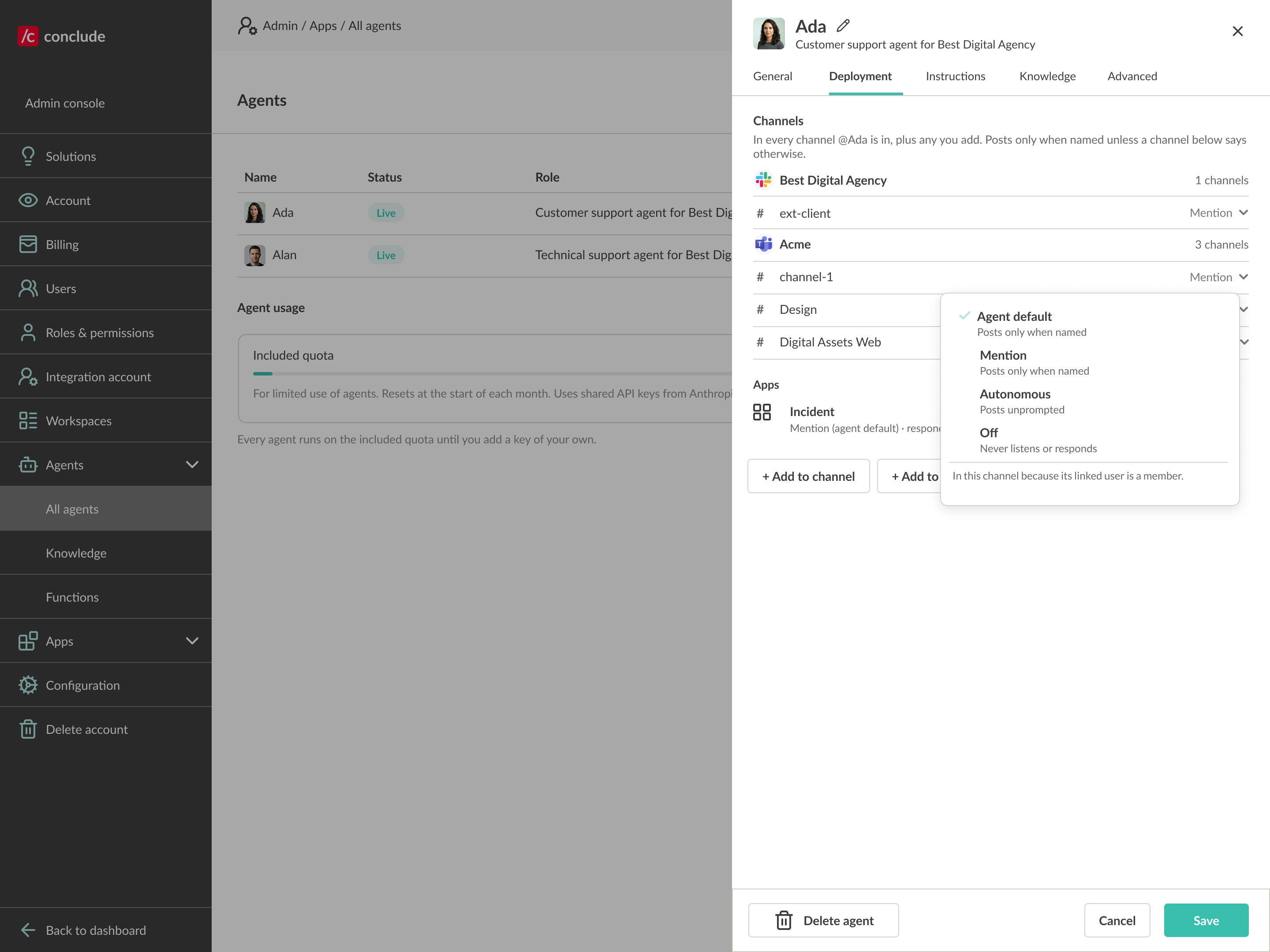 where an ai teammate is deployed across slack teams channels and apps